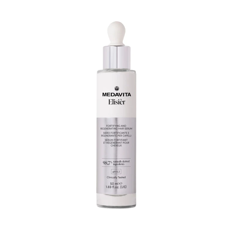 Medavita Elisier Serum 50 ml - profesjonalne serum wzmacniające i regenerujące do włosów i skóry głowy. Dla włosów osłabionych i wymagających regeneracji.