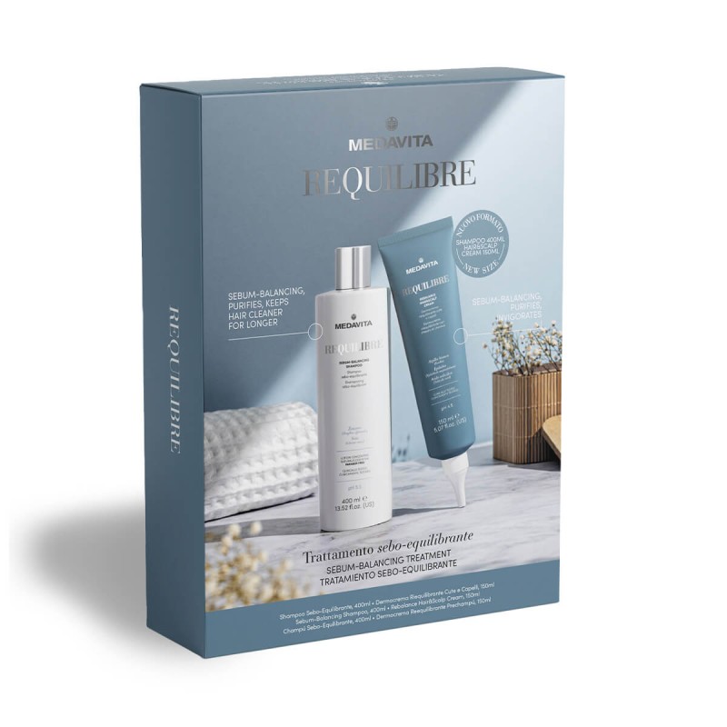 MEDAVITA Requillibre Trattamento Sebo-Equilibrante Szampon 400ml + Krem 150 ml- Zestaw Regulowanie produkcji sebum