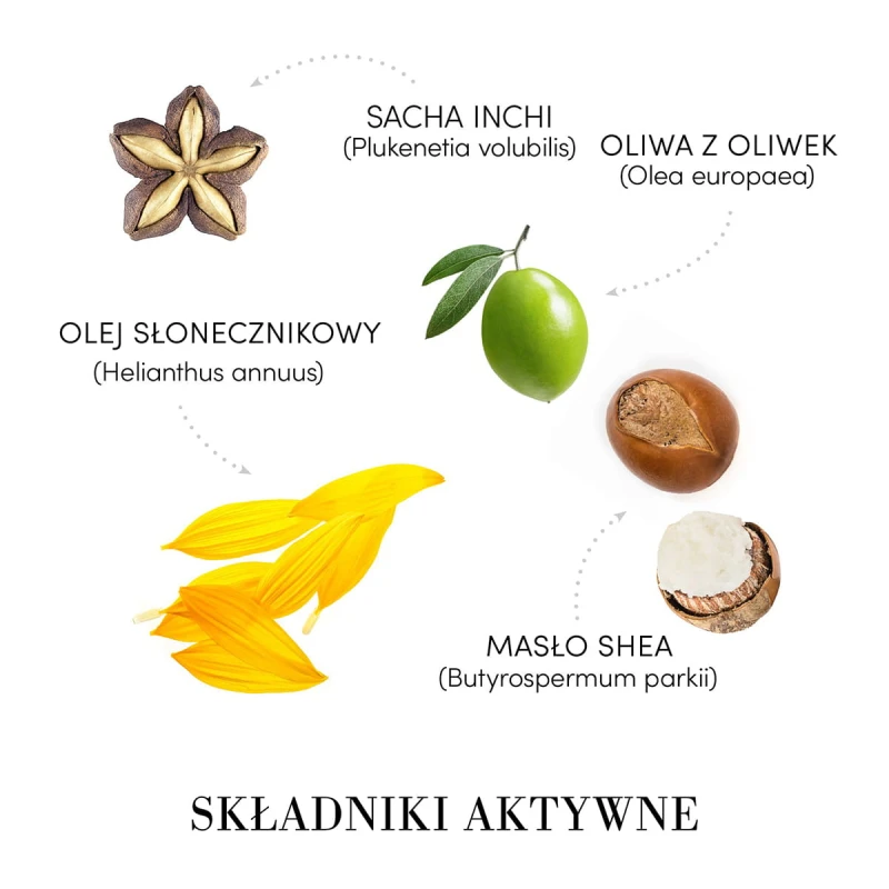 MEDAVITA Huile d’Étoile Dreamful All in One - składniki aktywne: Sacha Inchi, Oliwa z oliwek, Olej słonecznikowy, Masło shea