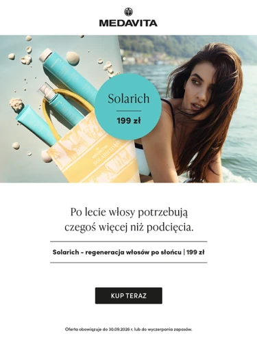 Medavita Solarich Zestaw Wakacyjny Zielony 3w1: Szampon 400 ml + Maska 150 ml + Kremowy olejek w sprayu 150 ml + Torba